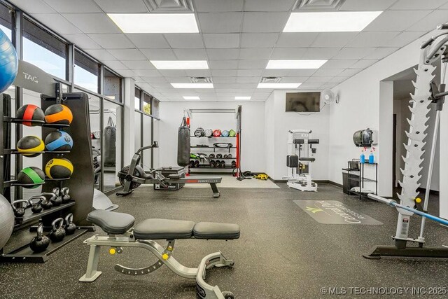 410 W 7th St Unit 1722, Tulsa, OK 74119 - workout area with a drop ceiling