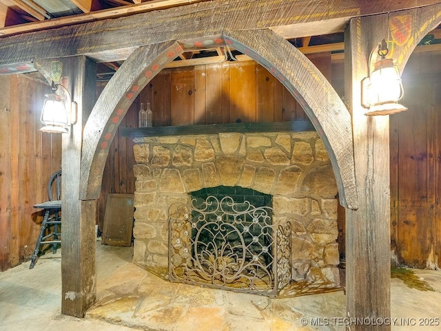 detailed view of wooden walls