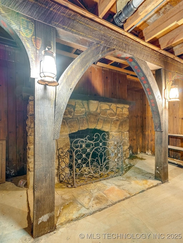 detailed view of wood walls