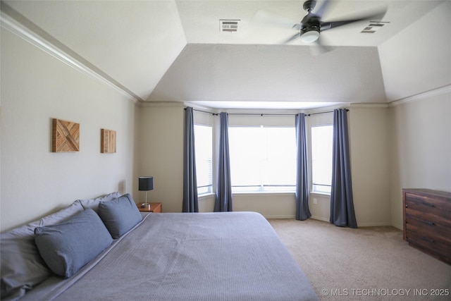3983 S 216th E Ave, Broken Arrow, OK 74014 - bedroom featuring lofted ceiling, multiple windows, light carpet, a ceiling fan, and baseboards
