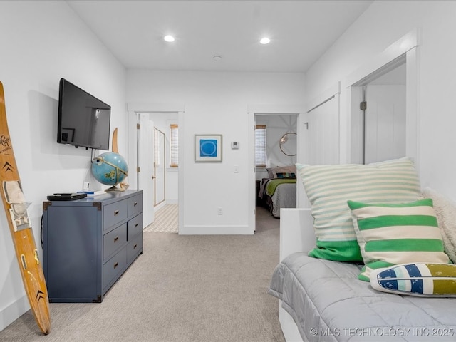 40 Center Ln N, Carlton Landing, OK 74432 - bedroom with light carpet and recessed lighting