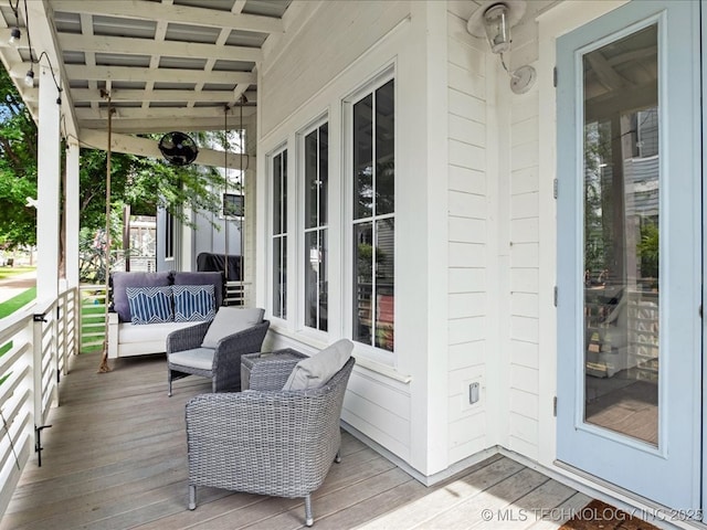 40 Center Ln N, Carlton Landing, OK 74432 - deck featuring an outdoor hangout area