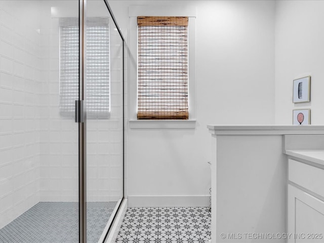 40 Center Ln N, Carlton Landing, OK 74432 - full bath with tile patterned floors, a stall shower, and vanity