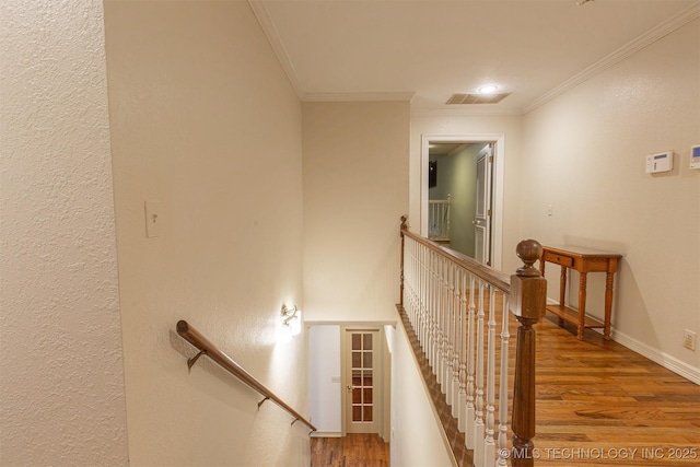 3107 E 88th St, Tulsa, OK 74137 - staircase with wood finished floors, ornamental molding, baseboards, and recessed lighting