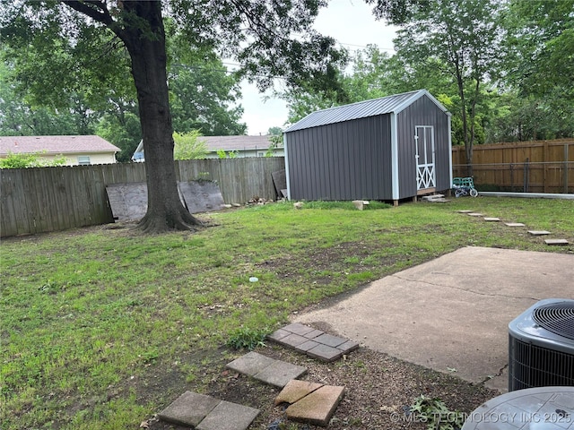 316 Barclay, Muskogee, OK 74403 - view of yard featuring an outdoor structure, central AC, a storage shed, and a patio area