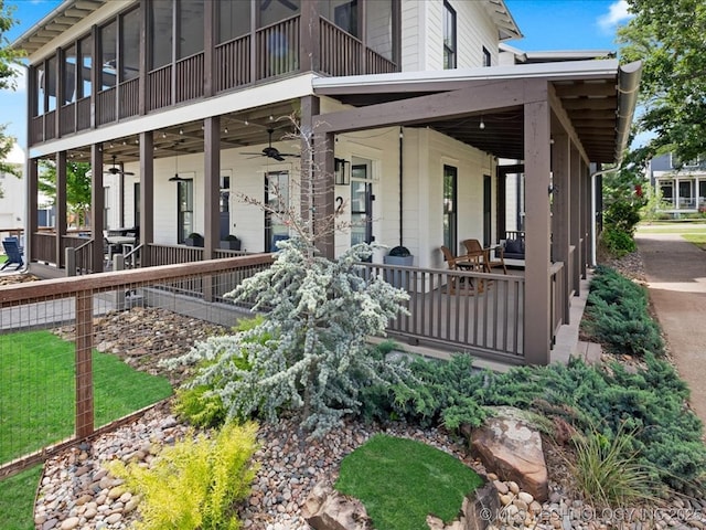 42 Redbud St, Carlton Landing, OK 74432 - view of front facade with a ceiling fan