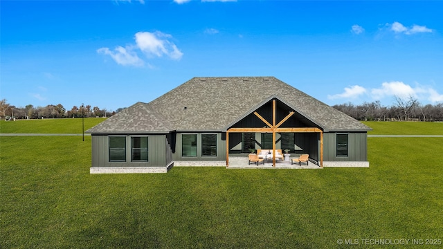 16306 E 102nd St, Owasso, OK 74055 - back of property with a patio, a yard, and roof with shingles