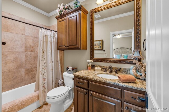 10942 S 93rd E Ave, Bixby, OK 74133 - bathroom with toilet, crown molding, vanity, and shower / bath combo