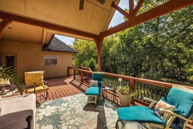 10942 S 93rd E Ave, Bixby, OK 74133 - wooden deck featuring ceiling fan