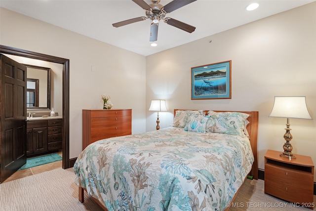 25 Grand Lake Dr Unit 3B, Afton, OK 74331 - bedroom featuring recessed lighting, ensuite bath, ceiling fan, and baseboards