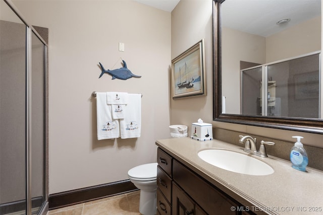 25 Grand Lake Dr Unit 3B, Afton, OK 74331 - full bathroom with a shower stall, vanity, toilet, and tile patterned flooring