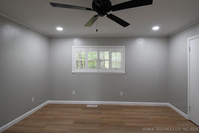 96358 S 4531, Vian, OK 74962 - unfurnished room with light wood-type flooring, ceiling fan, recessed lighting, baseboards, and ornamental molding