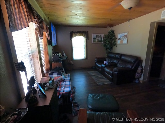 808 N Norfolk Rd, Yale, OK 74085 - living room with wood finished floors and wood ceiling