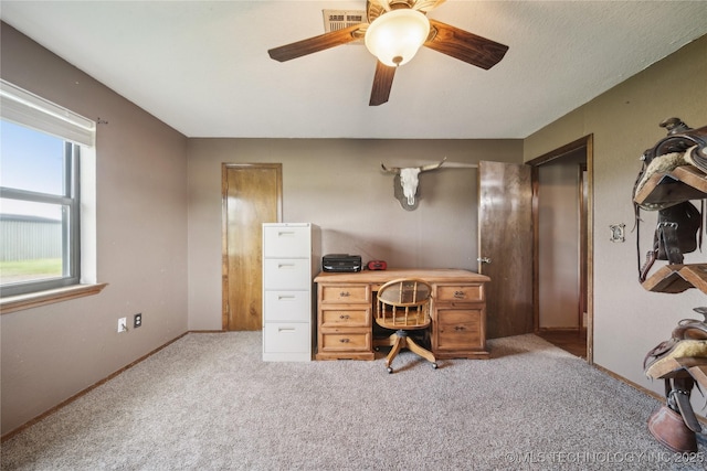 1202 S Oak Grove Rd, Cushing, OK 74023 - carpeted office space with ceiling fan and baseboards
