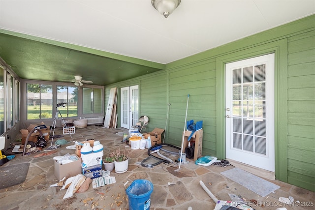 18268 S 79th E Ave, Bixby, OK 74008 - sunroom with french doors and a ceiling fan