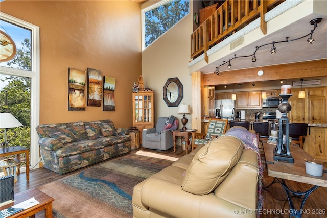 29898 S 566th Rd Unit 422, Afton, OK 74331 - living area with wood finished floors, healthy amount of natural light, and a towering ceiling