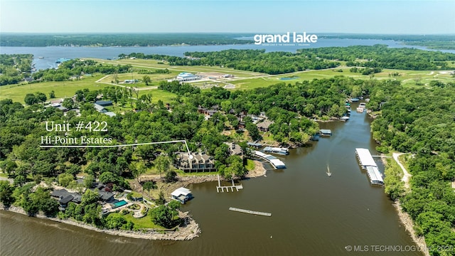 29898 S 566th Rd Unit 422, Afton, OK 74331 - drone / aerial view of a nearby body of water and a tree filled landscape