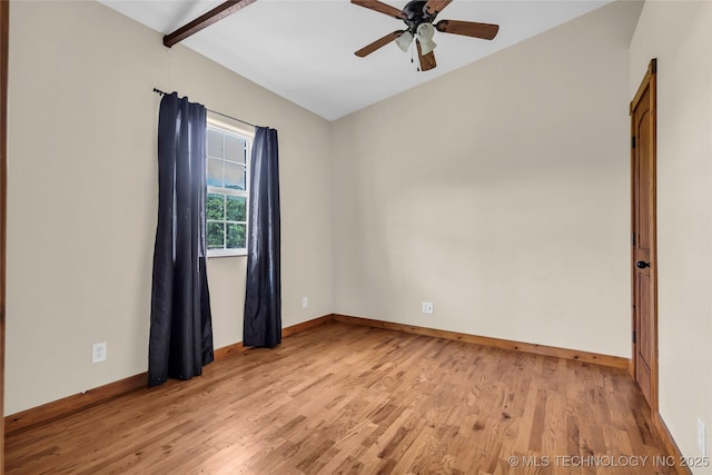 2382 Cheek, Lone Grove, OK 73443 - spare room featuring baseboards, light wood-type flooring, and a ceiling fan