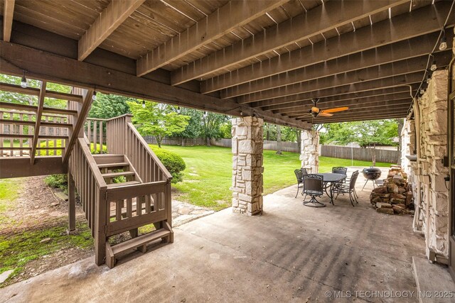 9417 S Gary Ave, Tulsa, OK 74137 - view of patio featuring stairs and outdoor dining space