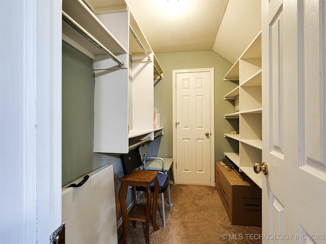 8704 N 140th E Ct, Owasso, OK 74055 - walk in closet featuring carpet flooring and lofted ceiling