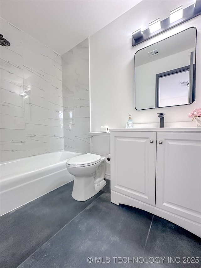 2212 W Independence Pl, Tulsa, OK 74127 - full bathroom featuring finished concrete floors, toilet, vanity, and bathing tub / shower combination