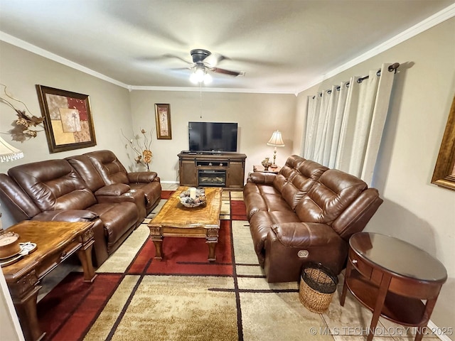 510 Beverly Ave, Vian, OK 74962 - living room with crown molding and ceiling fan