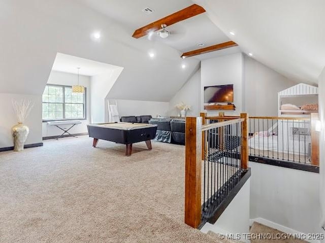 17716 S 39th W Ave, Mounds, OK 74047 - recreation room with billiards table, carpet, baseboards, and recessed lighting