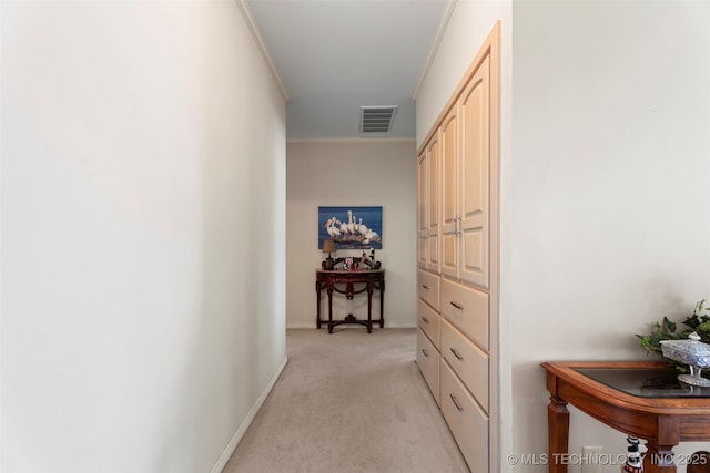 59144 E 290th Rd, Grove, OK 74344 - corridor featuring light carpet, crown molding, and baseboards