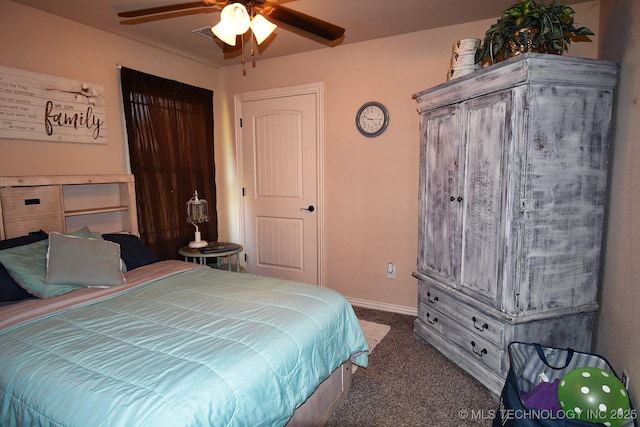 114 Stone, Roland, OK 74954 - bedroom featuring carpet flooring, baseboards, and a ceiling fan