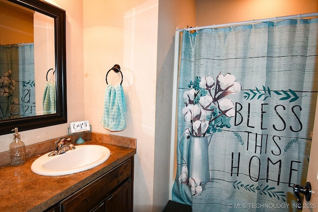 114 Stone, Roland, OK 74954 - full bathroom featuring vanity and a shower with shower curtain