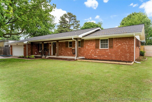 11837 S 84th Ave E, Bixby, OK 74008 - ranch-style home featuring a garage, a porch, brick siding, and driveway