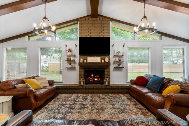 11837 S 84th Ave E, Bixby, OK 74008 - living room with a chandelier and a brick fireplace