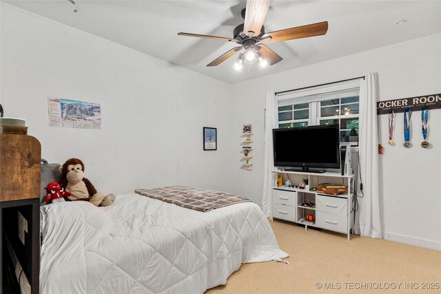 11837 S 84th Ave E, Bixby, OK 74008 - bedroom featuring light carpet and a ceiling fan