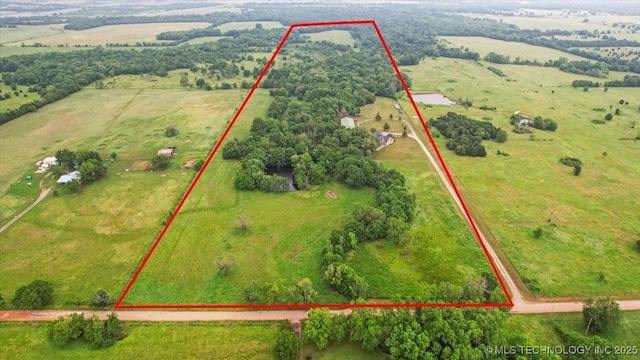 2259 E Rodeo Rd, Durant, OK 74701 - overview of rural landscape with property boundaries highlighted