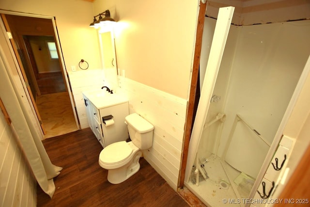 98926 S 4610th Rd, Marble City, OK 74945 - full bath with wood finished floors, vanity, toilet, and a shower