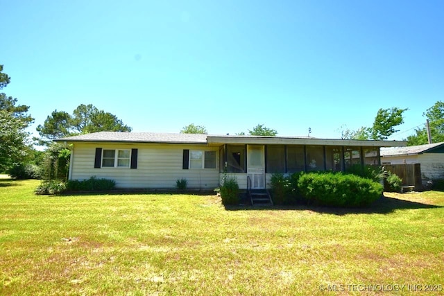 98926 S 4610th Rd, Marble City, OK 74945 - ranch-style house with a front yard and a sunroom