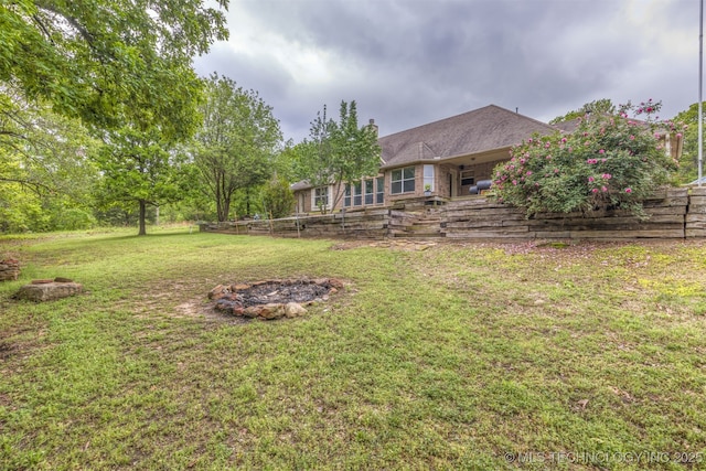 4157 New Prue Rd, Sand Springs, OK 74063 - view of green lawn with a fire pit