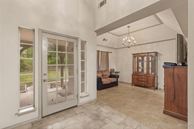 4157 New Prue Rd, Sand Springs, OK 74063 - entryway with a high ceiling and a chandelier