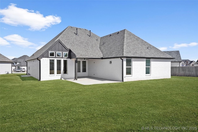 13634 S 21st Ct E, Bixby, OK 74008 - rear view of property with a patio, a shingled roof, and brick siding