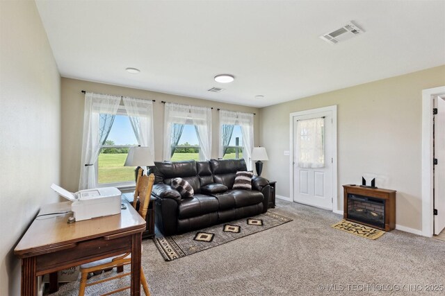 780452 S 3530, Cushing, OK 74023 - living area featuring healthy amount of natural light, carpet flooring, and baseboards