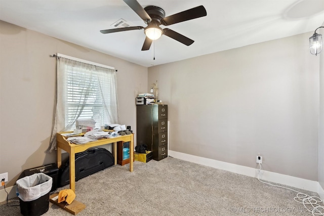 780452 S 3530, Cushing, OK 74023 - home office featuring carpet, ceiling fan, and baseboards