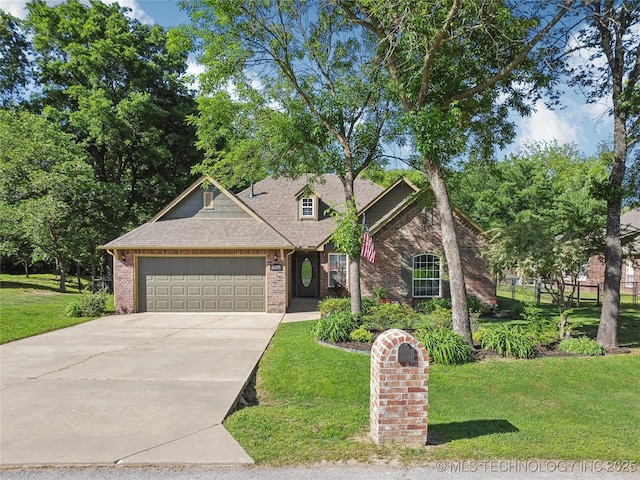 26233 E 114th Pl, Coweta, OK 74429 - traditional-style home with a front lawn, brick siding, an attached garage, and driveway