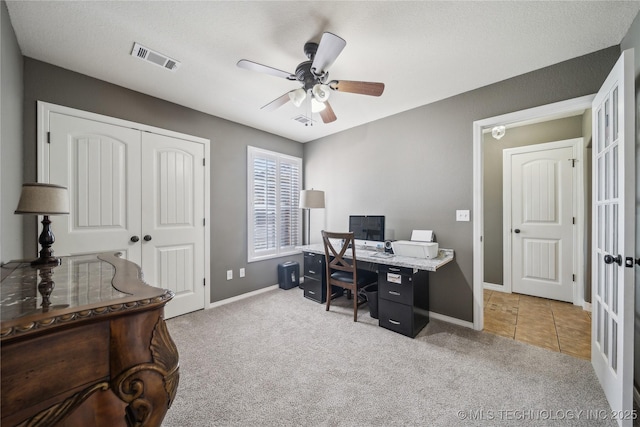 26233 E 114th Pl, Coweta, OK 74429 - office featuring light carpet, ceiling fan, and baseboards