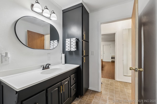 370463 E 5750th Rd, Terlton, OK 74081 - bathroom with crown molding and vanity