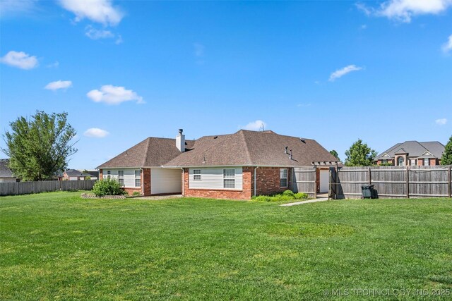 28744 N 3964th Rd, Ochelata, OK 74051 - rear view of property with brick siding and a chimney