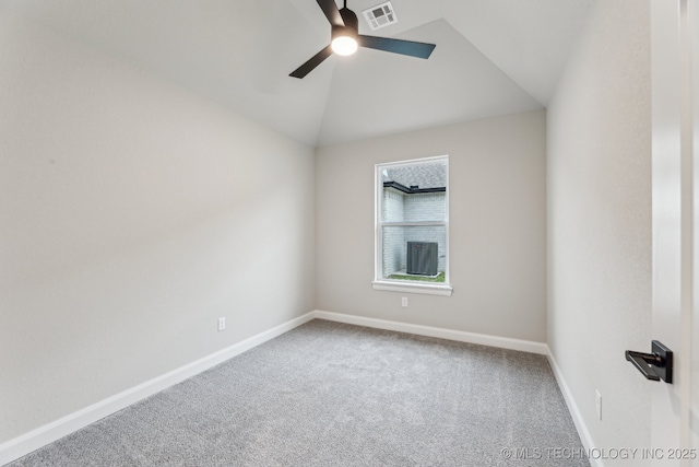 23250 E 106th Pl S, Broken Arrow, OK 74014 - carpeted spare room with a ceiling fan, lofted ceiling, and baseboards