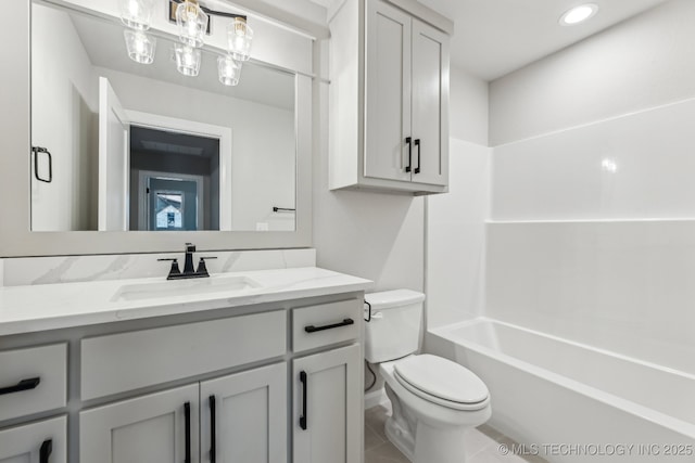23250 E 106th Pl S, Broken Arrow, OK 74014 - bathroom featuring toilet, vanity, washtub / shower combination, and tile patterned flooring