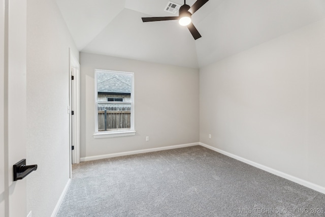 23250 E 106th Pl S, Broken Arrow, OK 74014 - empty room featuring carpet floors, lofted ceiling, ceiling fan, and baseboards