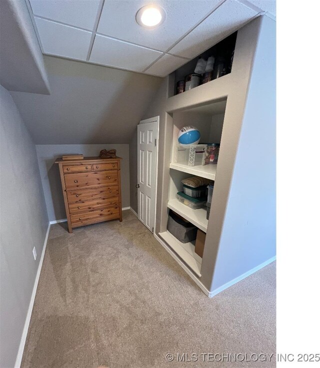 19416 E 38th St S, Broken Arrow, OK 74014 - bedroom with carpet, baseboards, and lofted ceiling