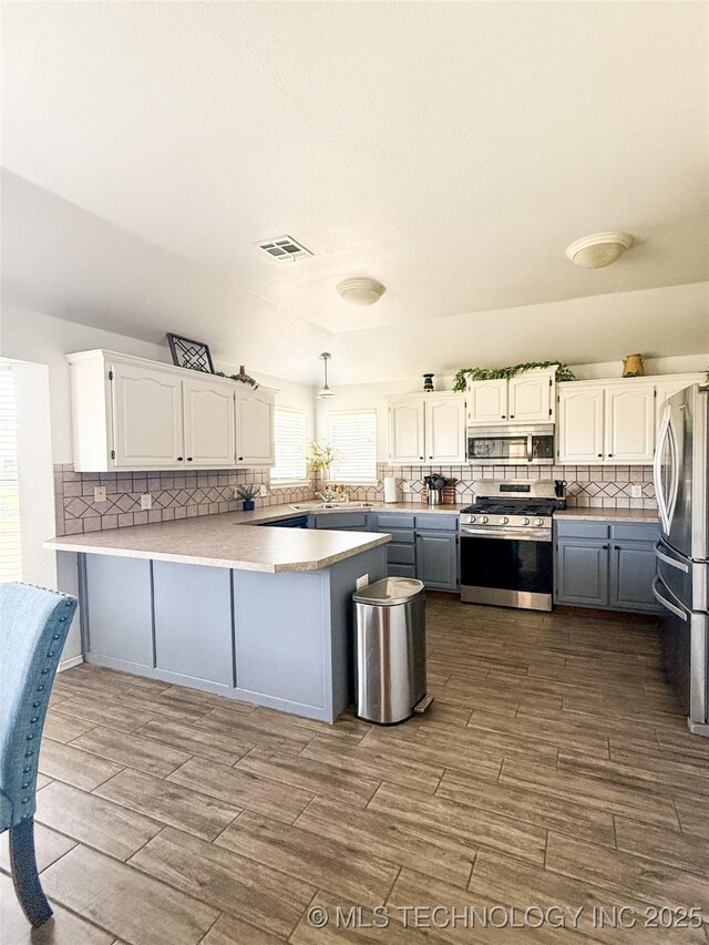 27434 E 113th St, Coweta, OK 74429 - kitchen featuring appliances with stainless steel finishes, wood finished floors, and decorative backsplash